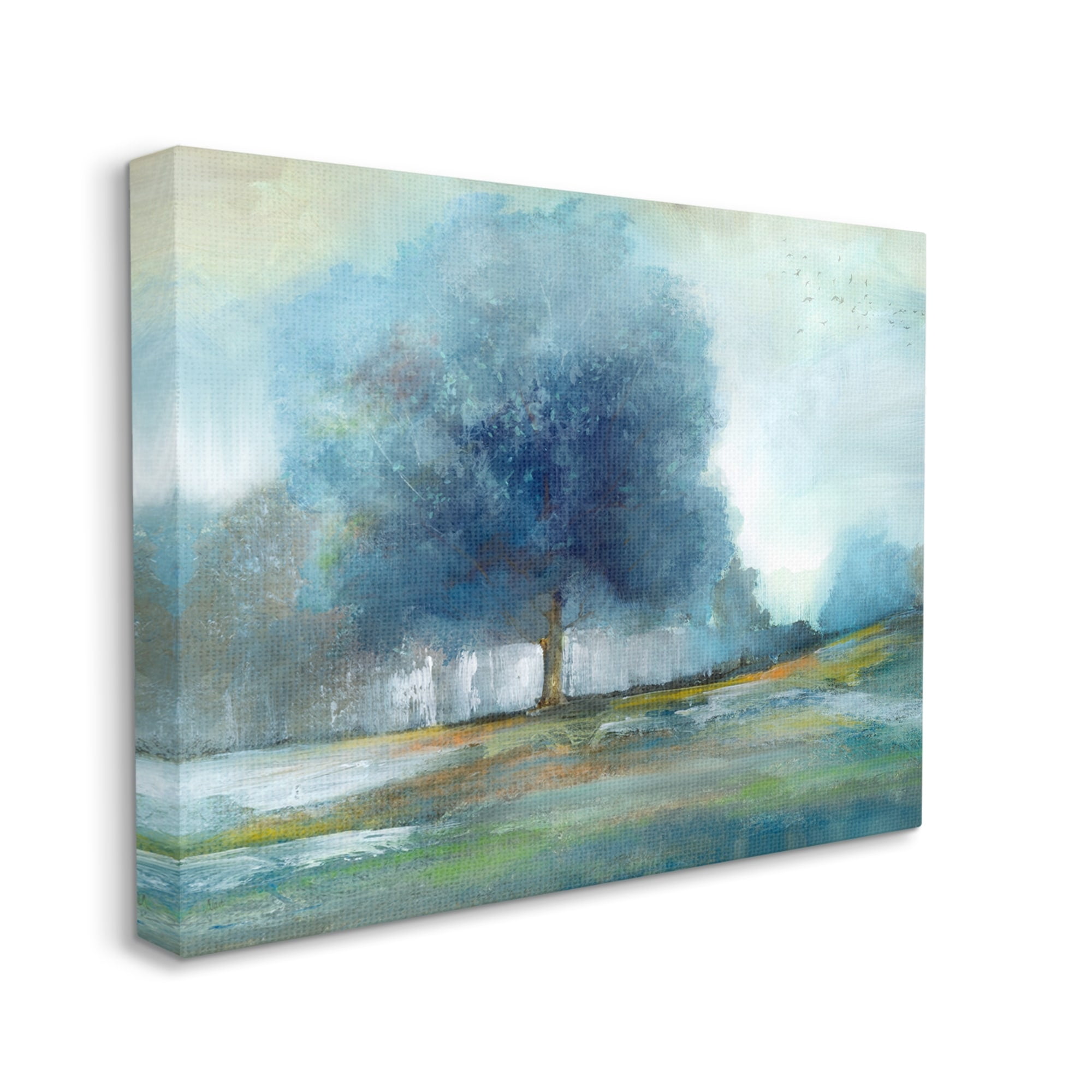 Stupell Industries Rural Blue Tree Abstract Painting Landscape Painting Gallery Wrapped Canvas Print Wall Art