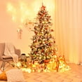 thumbnail image 3 of Gymax 7FT Snow Flocked Christmas Tree Hinged Fir Tree w/ Pine Cones Metal Stand, 3 of 10