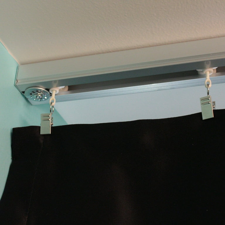 Ceiling Curtain Track Flexible Bendable Curtain Rail Gliders, Curtain  Double Rails Aluminium Alloy, Black Blue Pink Curtain Rod Pole With Track,  For