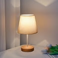 thumbnail image 5 of LED Solid Wood Desk Lamp Linen Fabric Shade USB Stable Base Warm Night Light Indoor Lighting for Bedroom Living Room Home Decoration Study Reading, 5 of 5