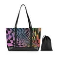 thumbnail image 7 of FORMRS Canvas Laptop Tote Bag for Women with 15.6" Computer Compartments Shoulder Handbag, Pink Wavy Plaid, 7 of 7