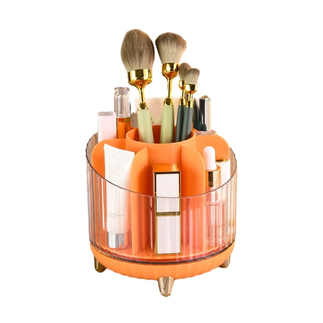 Porta brochas de maquillaje de gran capacidad Dinheiro, organizador de maquillaje giratorio de 360°, vaso para brochas de maquillaje con 7 ranuras, para decoración de tocador, encimeras de baño,