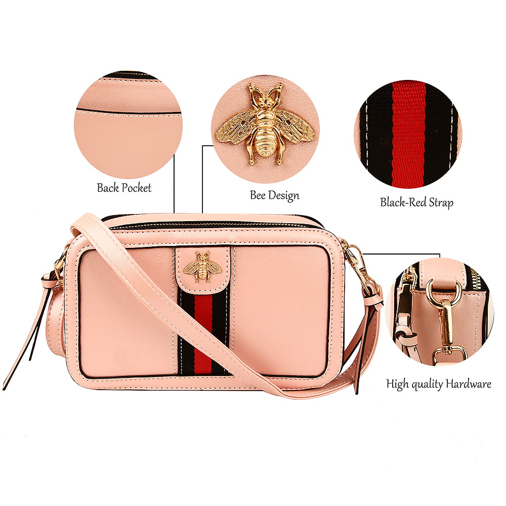 Designer Bee Crossbody Purse for Women PU Leather Shoulder Handbag Camera  Clucth 