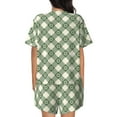 thumbnail image 3 of Naloa Daisy Plaid Green Women's Short-Sleeved Pajama Set, Loungewear, Summer pajamas, Breathable Cozy - 4X-Large, 3 of 9
