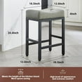 thumbnail image 2 of 24 inch Counter Height Bar Stools,Backless Stools Set of 3 for Kitchen Island,Farmhouse Style with Upholstered Faux Leather and Metal Legs,Small Space Bar Stools,Easy Assembly,Dark Grey, 2 of 15