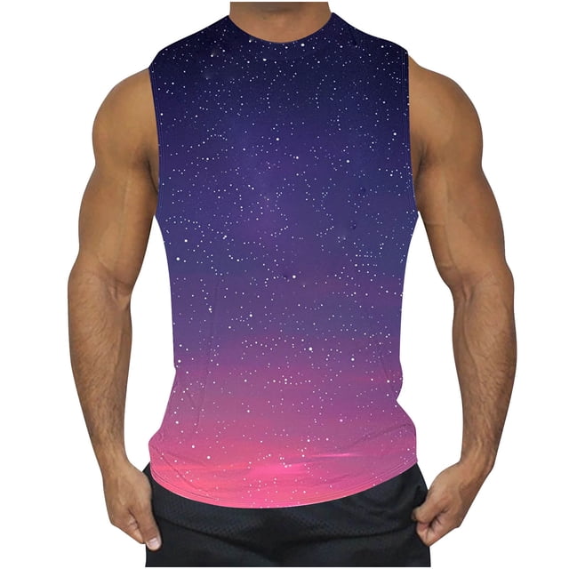 zfhfof Débardeurs Graphiques pour Hommes Motif Imprimé Sans Manches T-Shirts de Musculation Été Col Rond Chemise de Plage Décontractée
