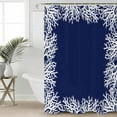 thumbnail image 2 of 54x78 Inch Shower Curtain Decorative Coastal Coral Bathtub Bath Curtains Fabric Waterproof Bathroom Decor Navy Blue Ocean Marine Nautical Beach Small Stall Shower Curtain Set with 12 Hooks, 2 of 6