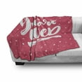 thumbnail image 3 of You Are Loved Soft Flannel Fleece Blanket, Bold Scribble Style Words and Heart on a Background of Mini Stars, Cozy Plush for Indoor and Outdoor Use, 50" x 70", Dark Coral and White, by Ambesonne, 3 of 6
