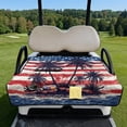 thumbnail image 3 of COEQINE Golf Cart Seat Cover Towel with Foldable Design and Carry Handle, Universal 51.2"x30.3", Comfort Quilted Polyester, 4 Front Pockets, Easy to Clean, Palm Tree USA US American Flag, 3 of 8