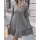 thumbnail image 1 of Vestido De Color Puro, Manga Larga, Puños Con Volantes, Elegante Vestido Para Mujer Para Vacaciones ANGGREK Otros, 1 of 7