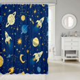 thumbnail image 2 of Manfei Cartoon Space Rockets Shower Curtain 72Wx78L,Cute Ringed Planets Bath Curtain,Blue Yellow, 2 of 5