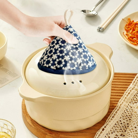Japanese Small Floral Embroidery Kitchen Scald-Proof Triangular Pot Handle Cap Insulation Gloves Cute Fabric Pot Cap Pot Clip Small Floral Embroidery Kitchen Heat-Resistant Triangular P Clearance
