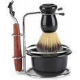 thumbnail image 1 of Jinsinto 4Pcs Professional Rosewood Badger Shaving Kit For Men, Including Manual Razor + Stainless Steel Stand Holder + Brush + Bowl Set,, 1 of 5