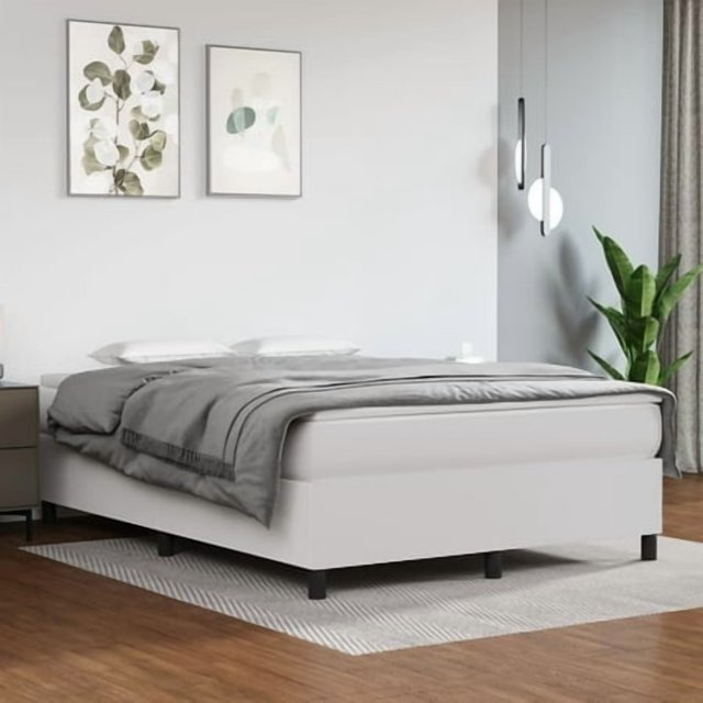 vidaXL Box Spring Bed with Mattress White 137x190 cm Full Faux Leather