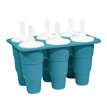 

Meizhencang 1 Set Ice-lolly Mold Non-stick Collapsible Silicone 6 Cavity Juice Freezing Ice Pop Maker for Children