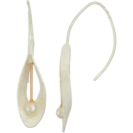 5th & Main Sterling Silver and 14kt Rose Gold-Plated Lily Flower Earrings with Pearl