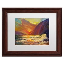 Trademark Fine Art 'Hawaiian Coastal Sunset' Canvas Art by Manor Shadian, White Matte, Wood Frame