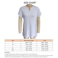 thumbnail image 3 of Mujeres V Masajeadores de cuello camiseta casual manga corta plisada acanalada color puro verano pullover top, 3 of 3