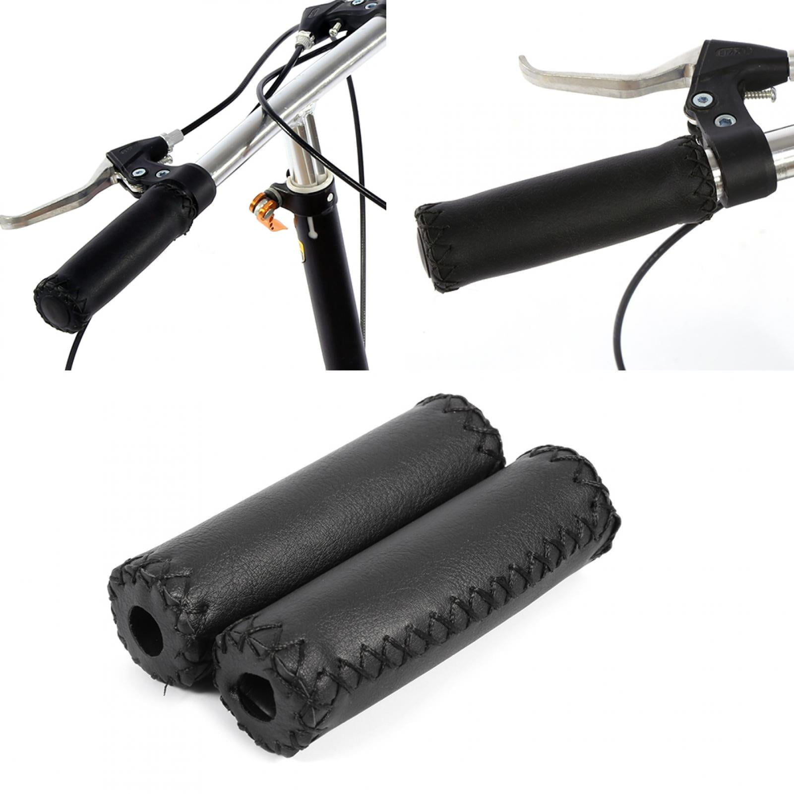 1 Pair Three Colors Retro Artificial Leather Bicycle Grips Bike Handle Cover Handlebar End Grips 