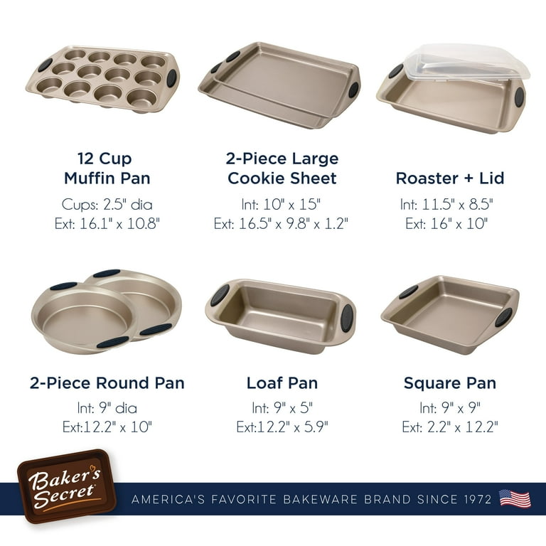 Baker's Secret Bakeware Sets - 9 Pieces Baking Pans Set with Grip - Baking Sheets for Oven Nonstick Set, Wedding Registry Items Baking Dishes for