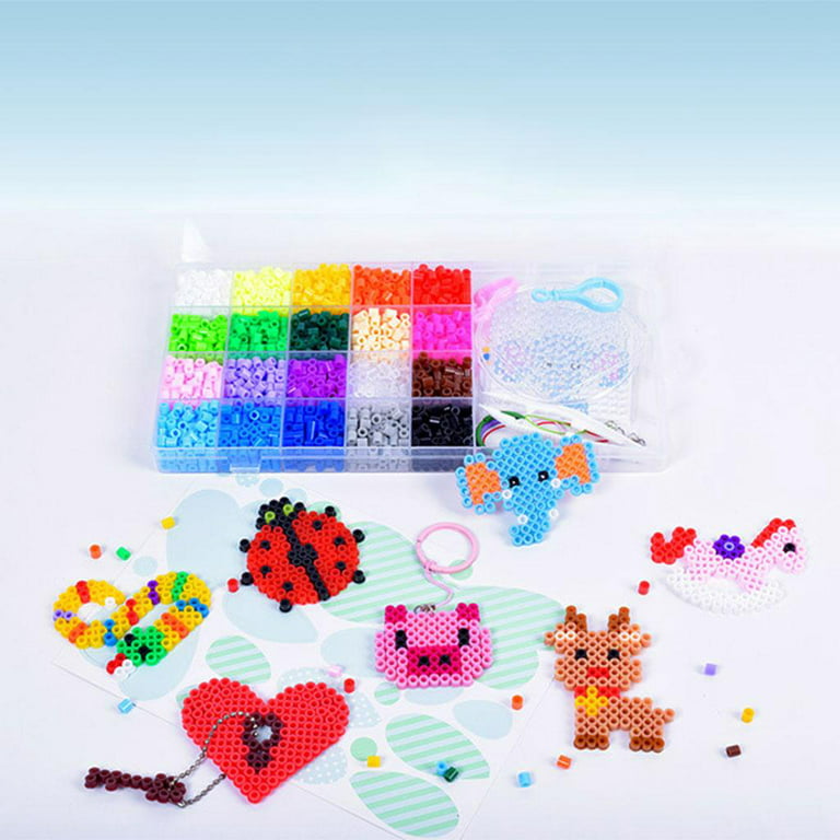H&W 35PCS 5mm Fuse Beads Boards, Large Clear Pegboards Kits, with Gift 4  Lroning Paper & Parts & Bases (WA3-Z16)