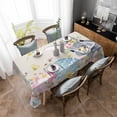 thumbnail image 4 of Easter Bunny Rectangle Tablecloth, Blue Easter Eggs Spring Floral Linen Waterproof & StainResistant Tablecloth, Washable Oil-proof Table Cover for Dining/Party/Wedding/Camping/Buffet 52x70 In, 4 of 9