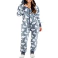 thumbnail image 3 of Combinaison une Pièce à Carreaux pour Femmes, Combinaison Adulte Sans Pieds, Pyjama de Nuit avec Chandails à Capuchon S-TTG, 3 of 6