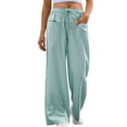thumbnail image 4 of Blmnix Petite Pants Pants for Women Trendy Plaid Pants Palazzo Bottoms Long High Flare-Leg Green Stretchy Work Pants for Women,S, 4 of 8