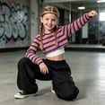 thumbnail image 2 of Enyan Teen Girl Fall Clothes Tween Trendy Long Sleeve Striped Top+Cami+Bell Down Pant 3 Piece Winter Outfit Set,11-12 Years, 2 of 7