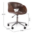 thumbnail image 4 of Stillmore Mid-Century Modern Upholstered Swivel Office Chair, Dark Brown and Walnut, 4 of 11