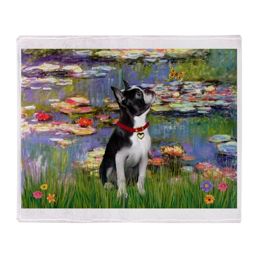 CafePress Lilies Boston Terrier Soft Fleece Throw Blanket