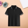 thumbnail image 2 of KAUOD Short Sleeve Polo Shirts for Boys School 𝗨niform Striped Loose Fit Pullover Tops Trendy Casual Preppy Shirt, 2 of 8