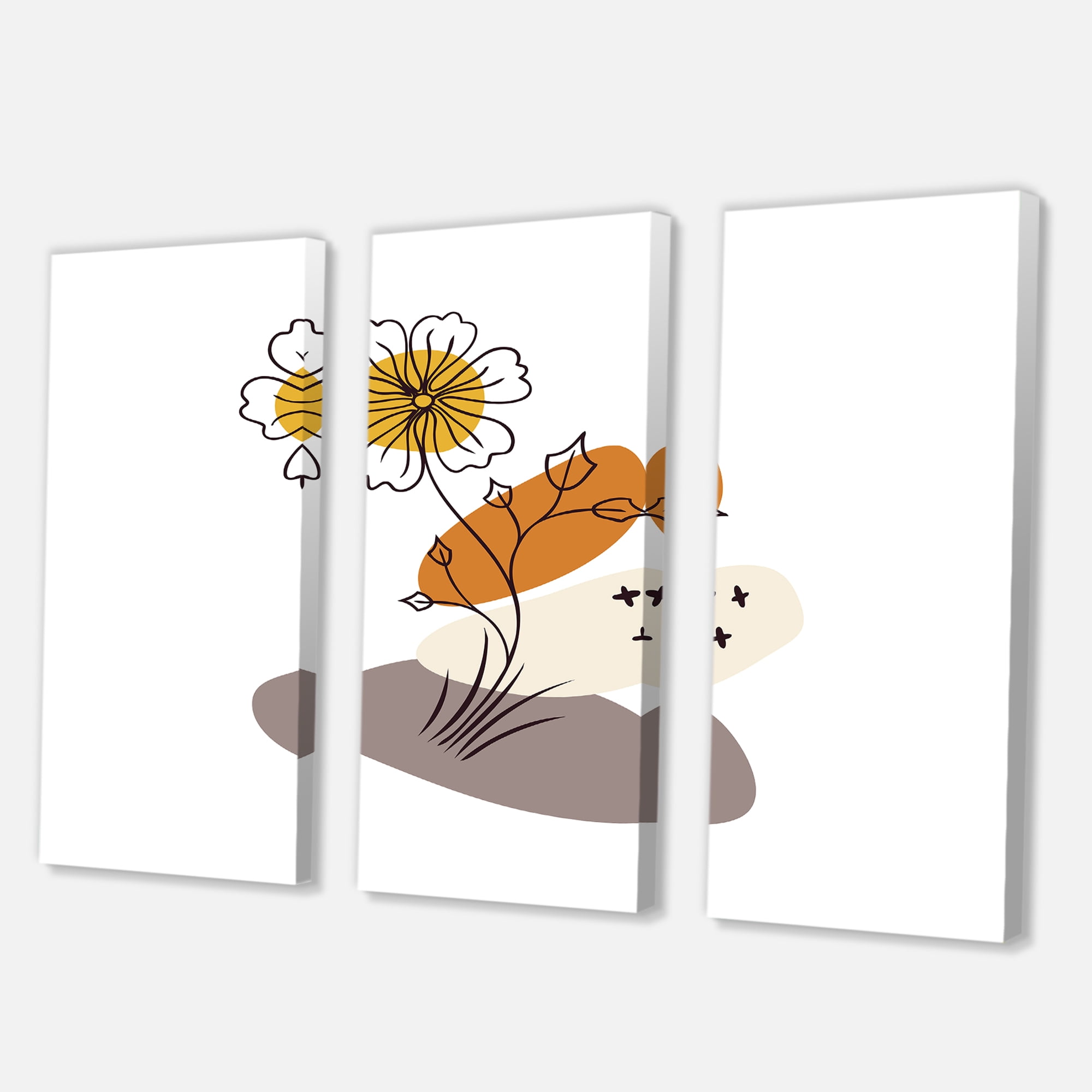 Designart ' Abstract Minimal Shapes Under Flowers I ' Modern Canvas Wall Art Print