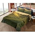 thumbnail image 4 of Ambesonne Nature Fitted & Top Sheet Set with Shams, Barley Woods Sunset, Green Yellow, 4 of 5