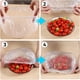 thumbnail image 3 of Bolsas para mantenimiento fresco, 200 unidades, cubiertas elásticas reutilizables para almacenamiento de alimentos, tapas de plástico ajustables para recipientes de sellado, tapas para mante, 3 of 5