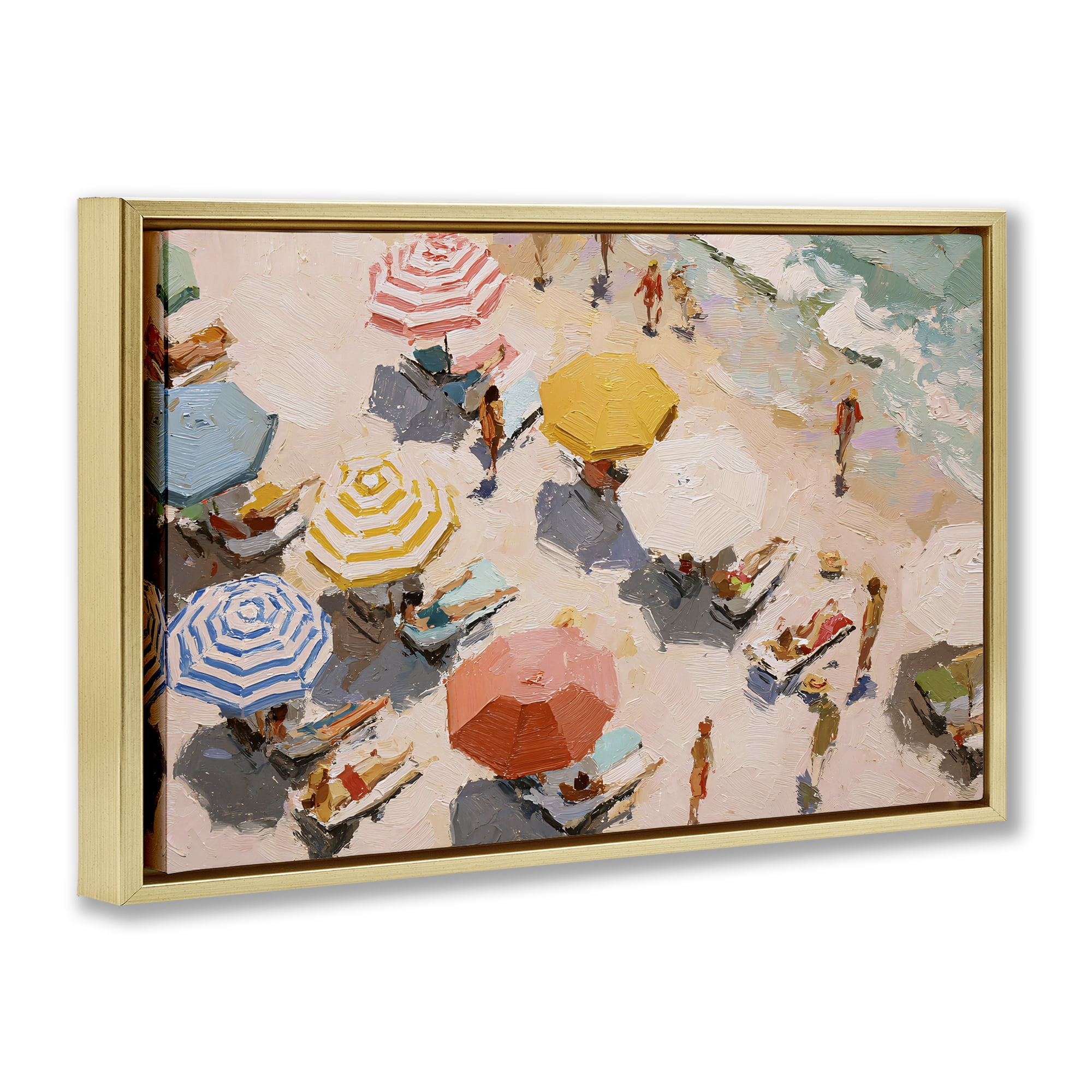 Stupell Industries Summer Beach Fun Expression Gold Framed Floater Canvas Wall Art, design by Jacky Ngan