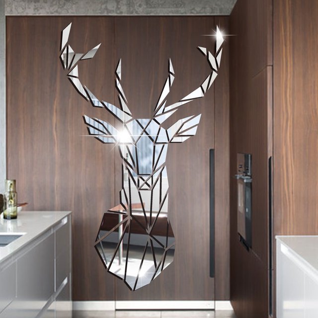 Pegatinas de pared de espejo 3D, Adhesivo de pared de espejo acrílico, Autoadhesivo Diseño de bricolaje Dormitorio Sala de estar Adhesivo de pared de acrílico decorativo Creativo 3D Espejo decorativo TUNC Sencillez