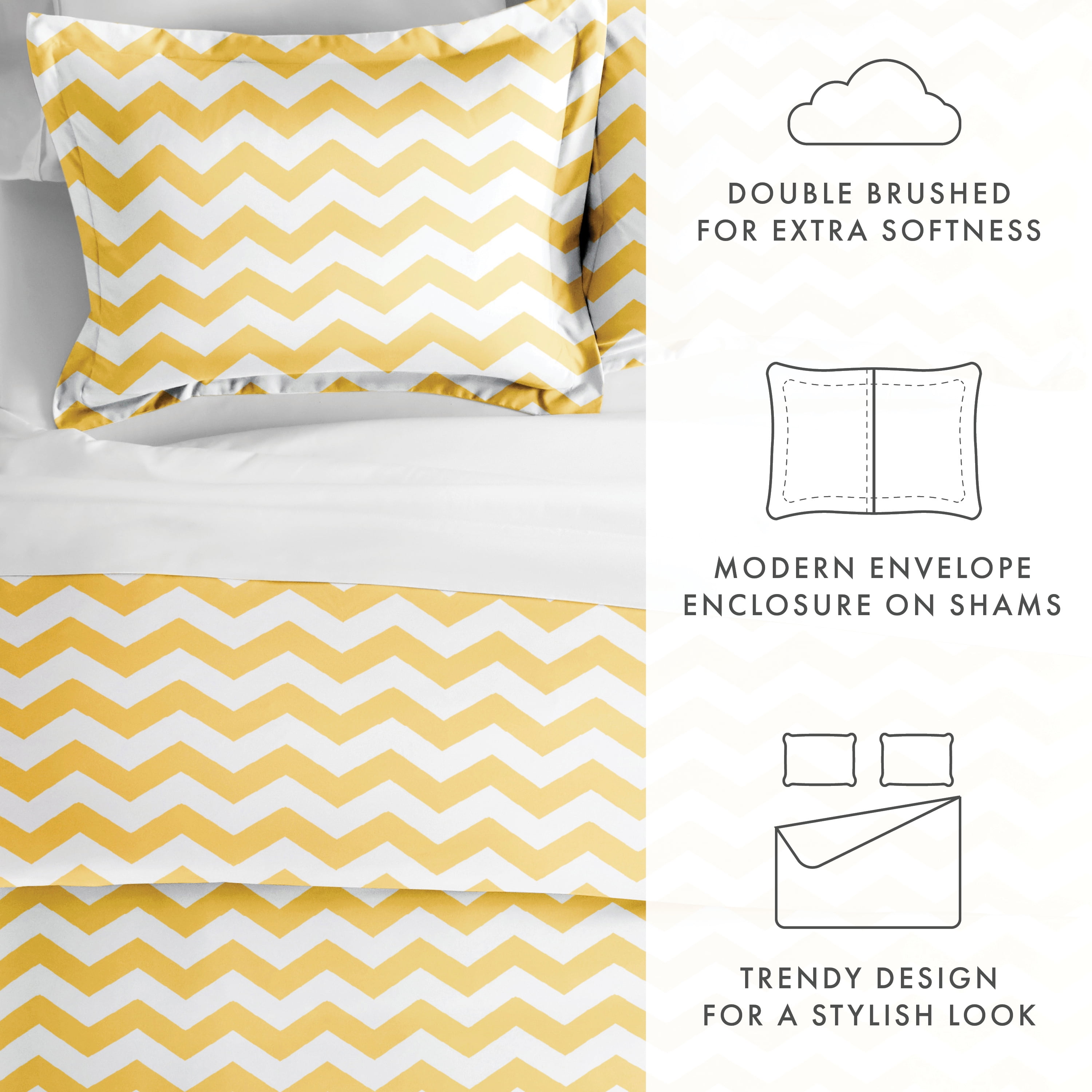 Noble Linens Yellow Arrow Pattern 2-Piece Duvet Cover Set, Twin/TwinXL