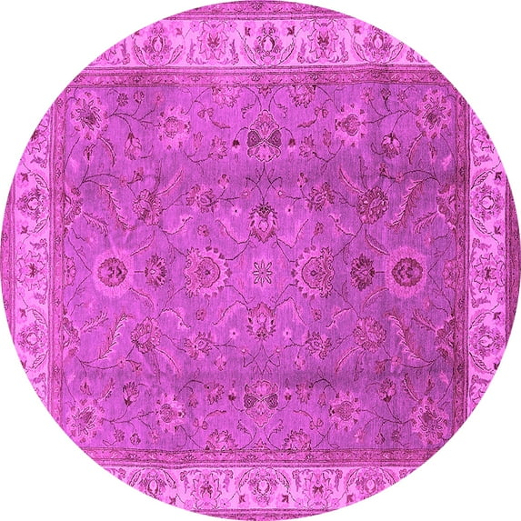Ahgly Company Indoor Round Oriental Pink Traditional Area Rugs, 7' Round