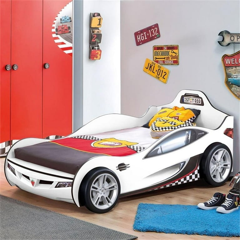 車型キッズ用ベッド CiLEKチレキ レッド SL Racerシリーズ BiTurbo Red Twin-Size Race Car Bed, Remote Control, LED