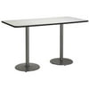 KFI Studios Mode 2.5' x 6' Bistro Table, Crisp Linen, Silver Base