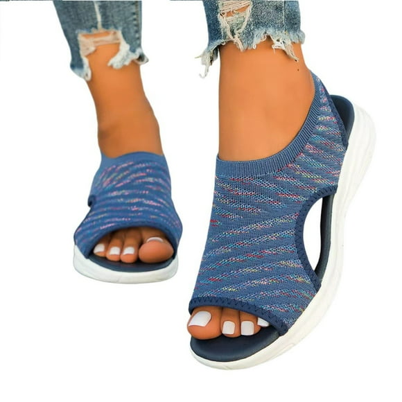 Women's Sandals Fashionable Wedge Earth Spirit Sandals for Women Closed Toe Sandals Women Heel Color Block Fishmouth Beach Sandals for Women Women's Walking Sandals Design for Summer
