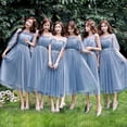 thumbnail image 2 of Bridesmaid Dress Women's Mid-length Sisters Slimming Shoulder Fairy Elegant Evening Dress Host Performance, 2 of 6
