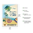 thumbnail image 2 of Jamaica and Colombia via Jet - Avianca National Airways of Colombia Caribbean - Vintage Airline Travel Poster by ADOLF TREIDLER c.1960s - Master Art Print (Unframed) 13in x 19in, 2 of 4