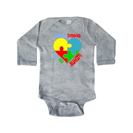 

Inktastic Because Someone I Love Has Autism Puzzle Gift Baby Boy or Baby Girl Long Sleeve Bodysuit
