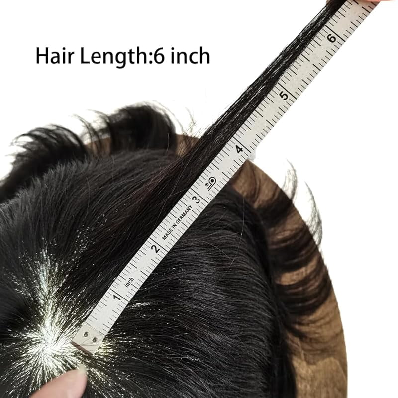 Toupee for Men Hairpiece Replacement System Male Prosthesis Full Poly Thin Soft Human Hair Piece 8X10 Injected PU Durable Skin Mens Wig #1B off Black