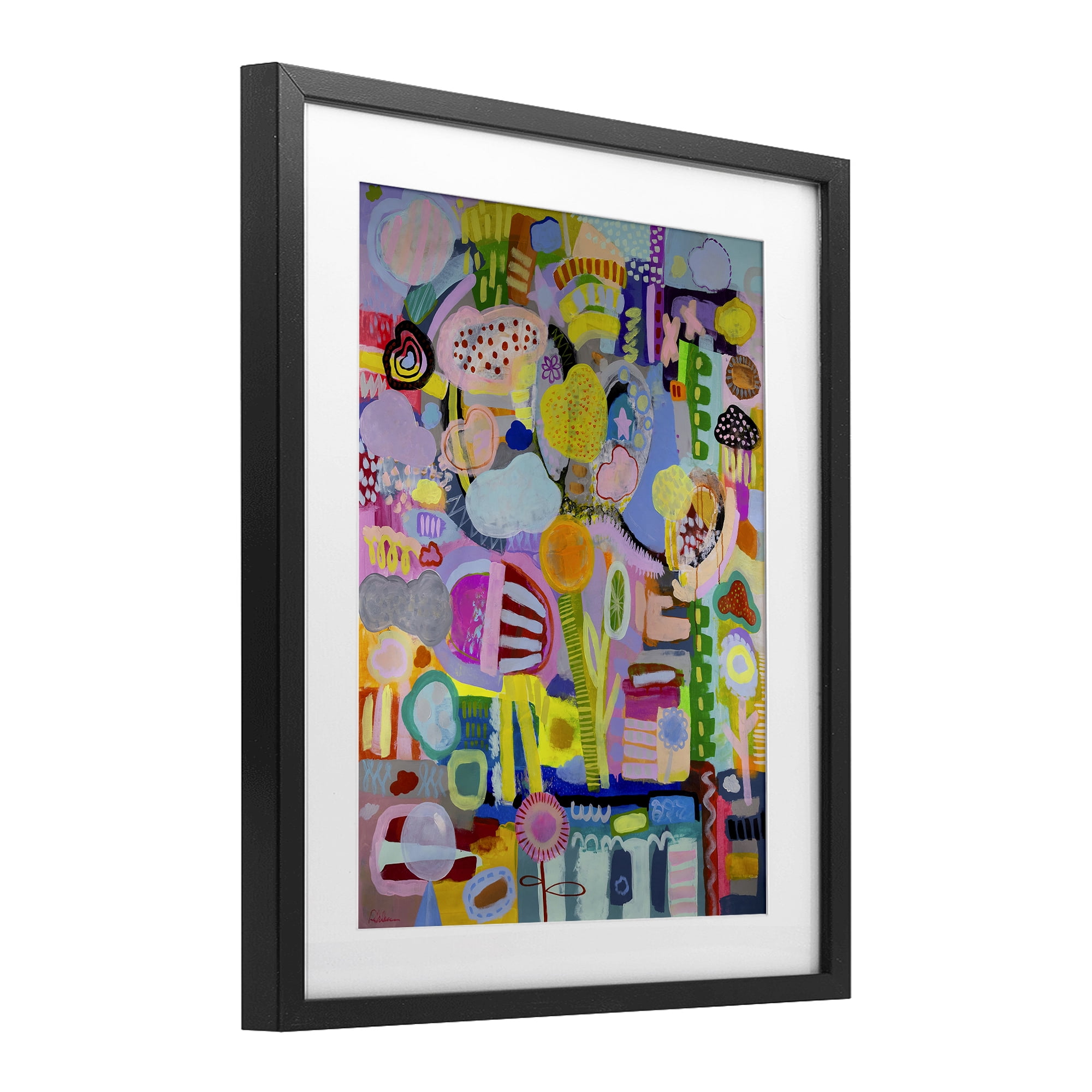 Stupell Industries Big Happy Whimsical Collage Black Framed Print Under Glass, design by Mary Robertson