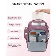 WANDF 18 Carry on Travel Backpack with Clear Toiletry Bag,30L Airline Approved Personal Item Bag 18x14x8 with USB Port, Laptop Backpack Casual Daypack for Weekender Business(Pink)
