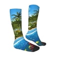 thumbnail image 2 of Zufioo Island And Coral Reef Print Long High Thigh Socks Knee-High Warm Stocking Women Boot Sock Leg Warmer High Socks for Daily Wear, Cosplay, 2 of 6