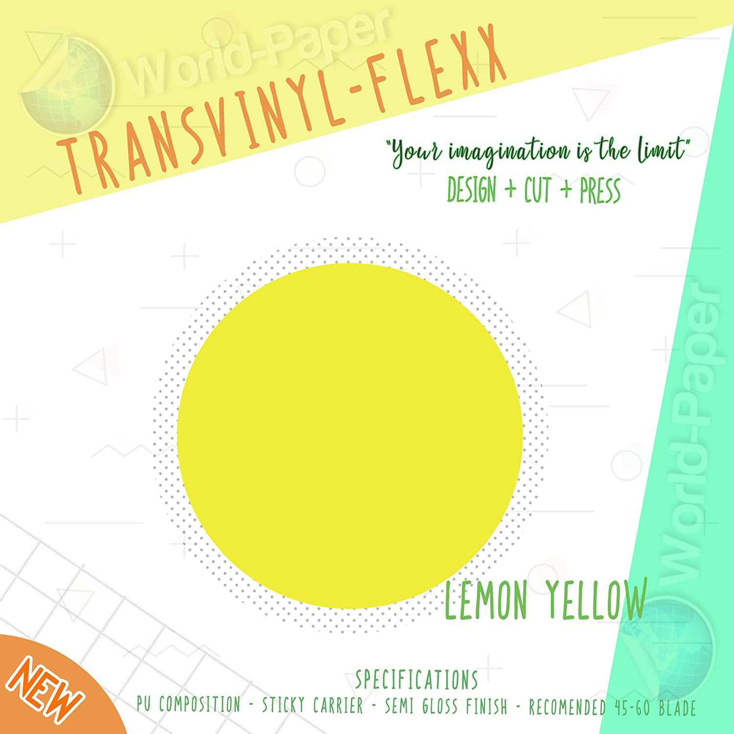 Heat Transfer Vinyl Press HTV 20 x 10 Yards Lemon Yellow 
